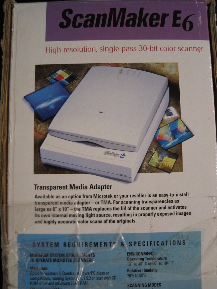 NEW Vintage Microtek Scanmaker E6 MRS-1200E6 Flatbed Scanner with Software NOS!