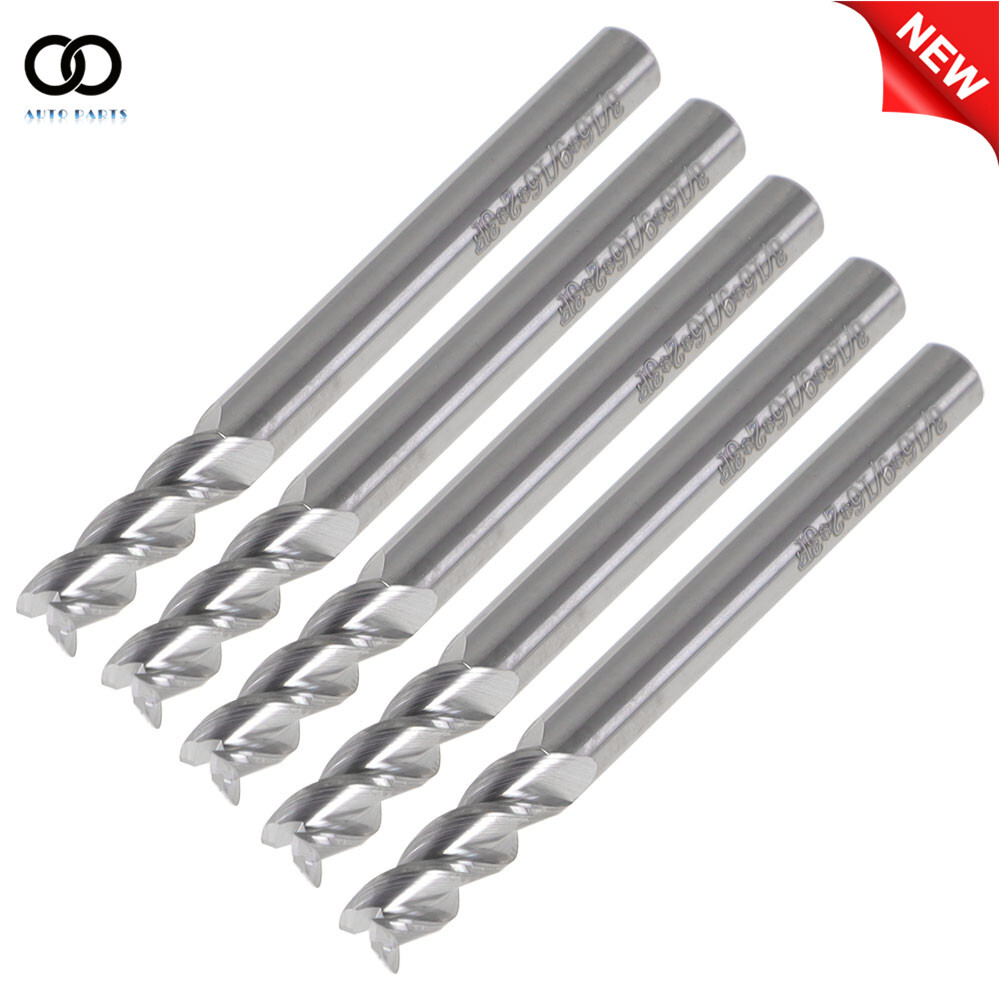 5 Pcs 3/16" 3 Flute 2" Overall Length Regular Carbide End Mill US
