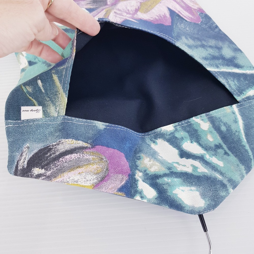 Peg Bag Handmade Blue Abstract Flower Print Lined Laundry Clothes Peg Holder