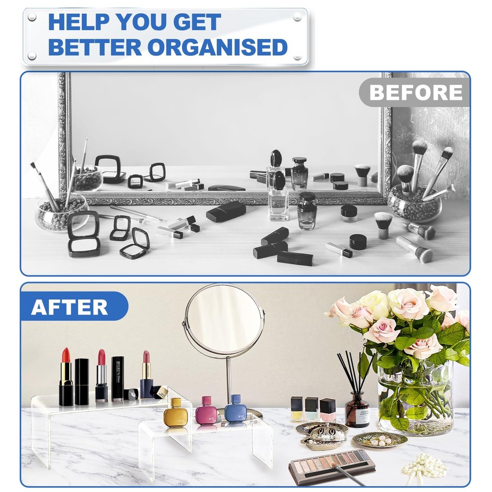 Display Risers 10 Pcs 2 Set Acrylic Riser Display Shelf Clear Display Riser D...