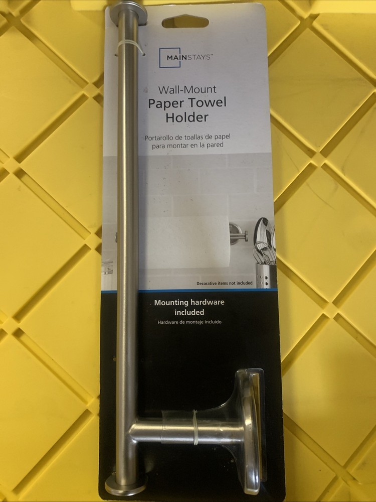 Mainstays Wall Mount Paper Towel Holder  Brushed Nickel NEW