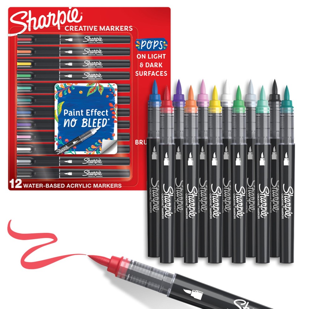 Sharpie Creative Markers, Water-Based Acrylic, Brush Tip, Office Product