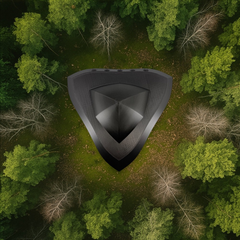 Rendlesham UFO Model | 3D Printed Triangular Flying Saucer | Black PLA | 4–10"
