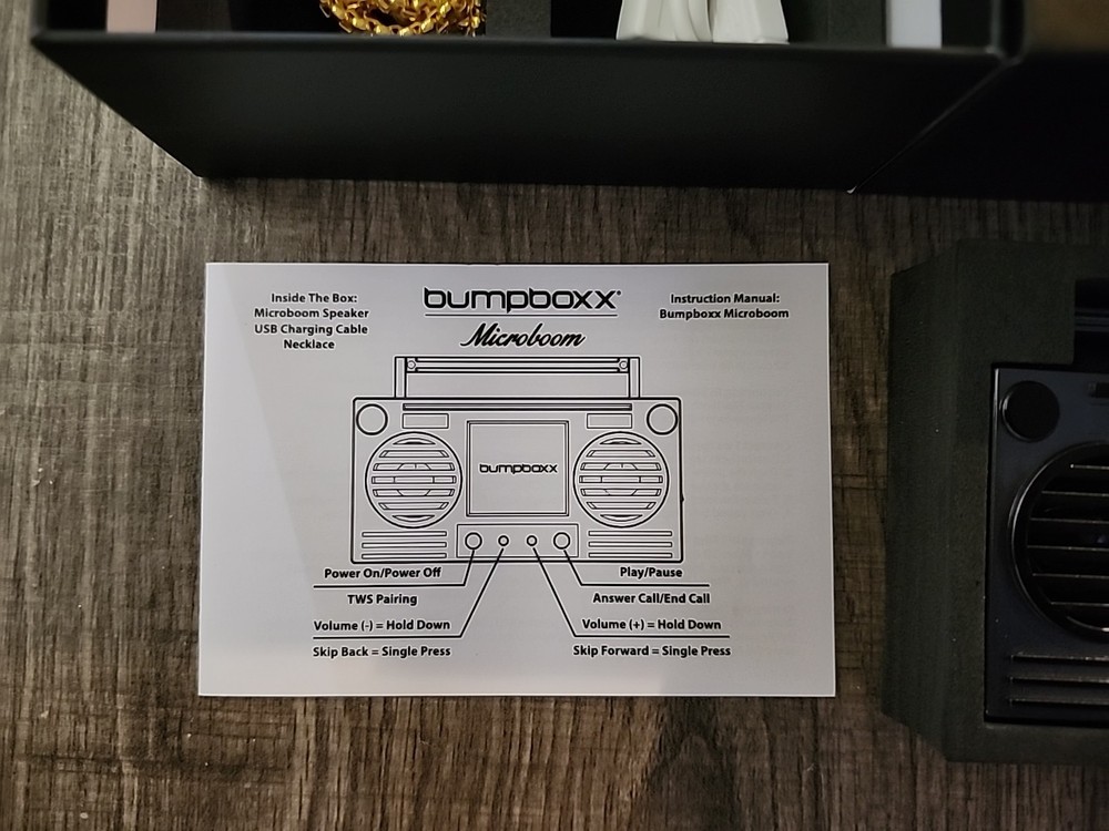 REFURBISH BUMPBOXX Gray With Black Bluetooth Wireless Speaker Microboom Chain