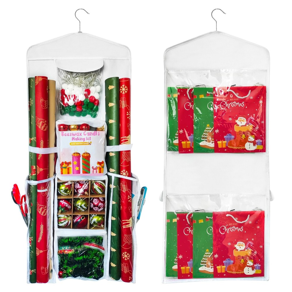 Hanging Gift Organizer Storage Bag, Gift Wrapping Organizer Storage, Double-S...