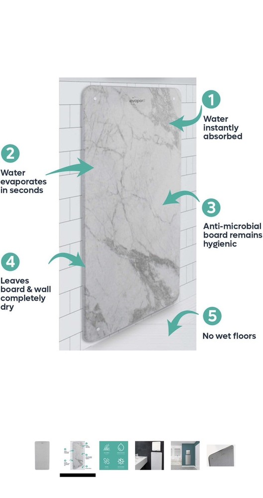 Hand Dryer Splash Back Wall Guard with Evapor8 Technology - Instantly Absorbs