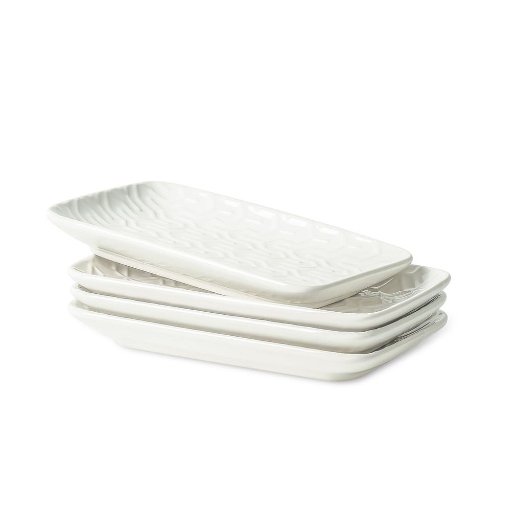 Sureasy Ceramic Salad Plates, Rectangular Appetizer Plates 8 inch, Small Serv...