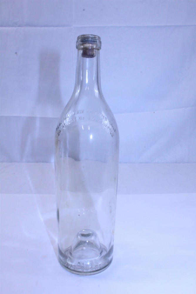 Bottle Clear Glass with Cork Stopper 4/5 Quart  Vintage