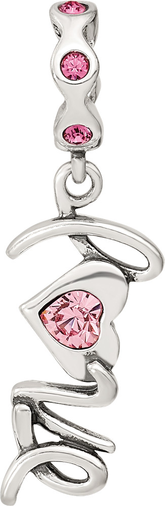 Silver Reflections Crystals LOVE Dangle Bead QRS3232