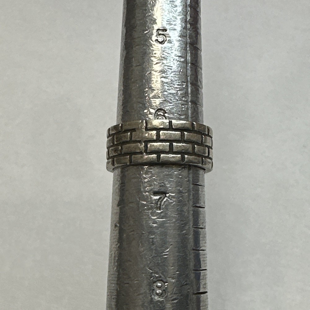 925 Sterling Silver Brick Wall Band Design Ring