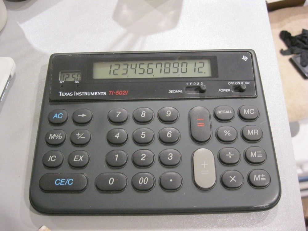Texas Instruments TI-5021 Calculator w/Clock +12 Digit Display - FREE SHIPPING
