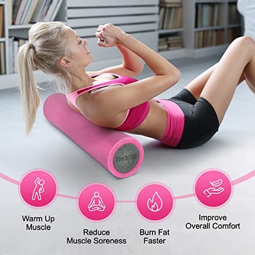High-Density EPP Round Back Roller Pink/Grey Single - Two-Layer Foam Roller