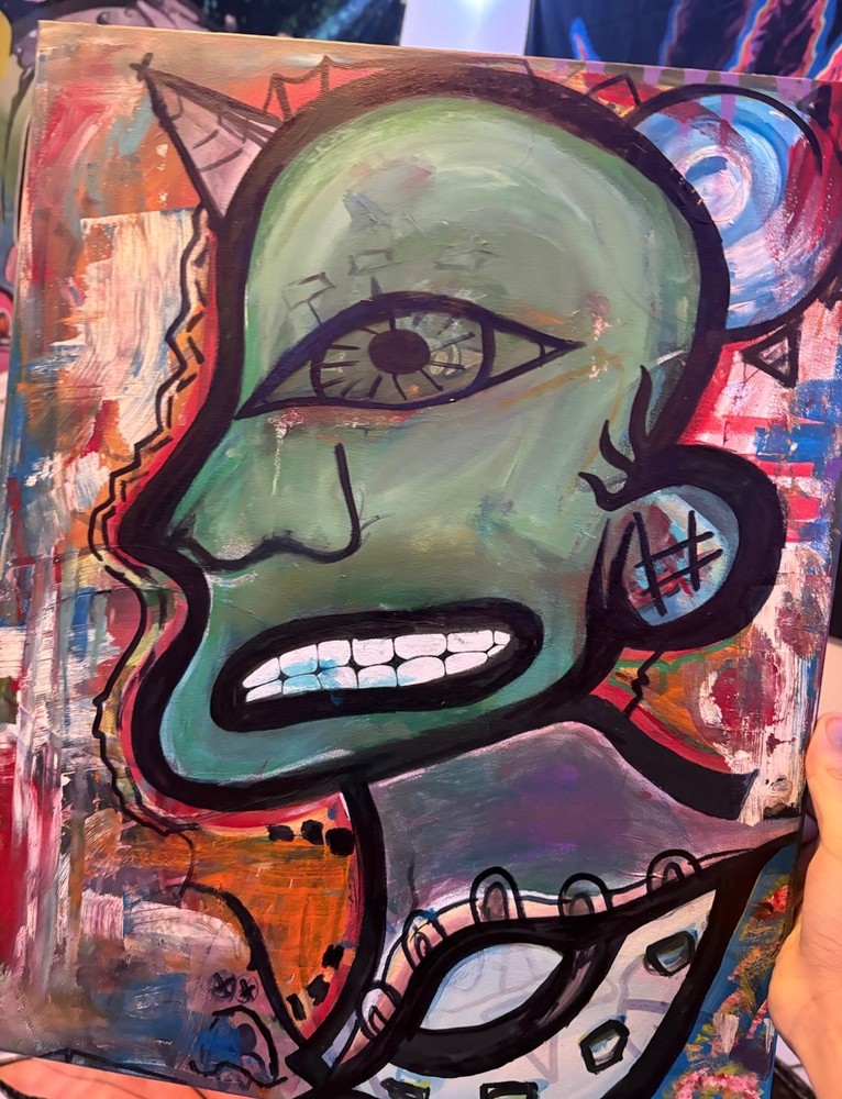 Abstract Expressionist Portrait Face Painting, Unframed Single Piece Artwork