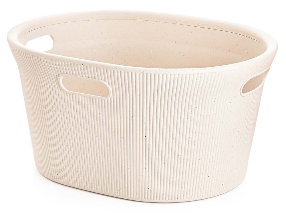 Eco-Friendly Decorative Laundry Basket 35 Liter, Natural Plastic