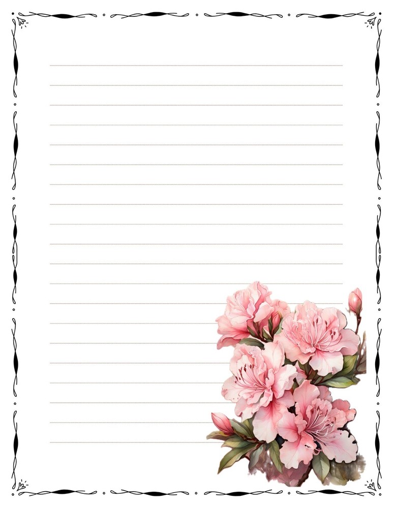 24 - Lined Stationary Sheets with 12 White Envelopes - Spring Design #051