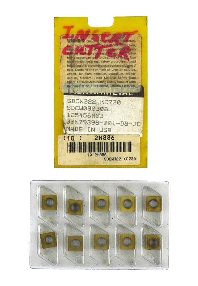Kennametal SDCW322 KC730 Carbide Insert Pack of 10 NOS