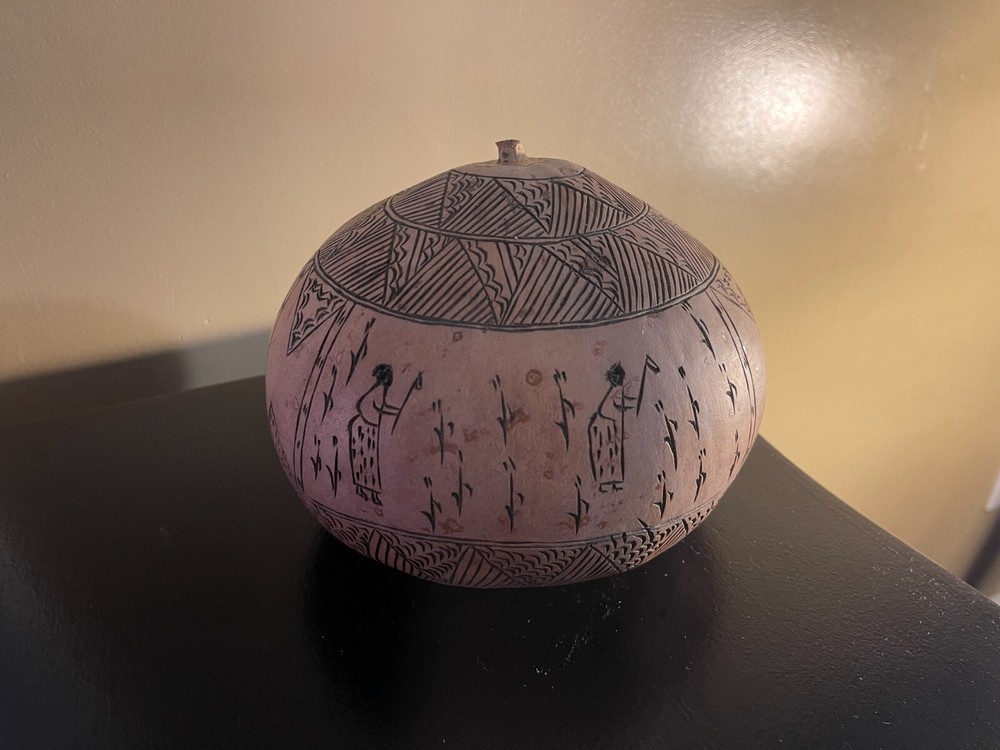 Hand Carved Gourd - Elephant, Cattle Motif