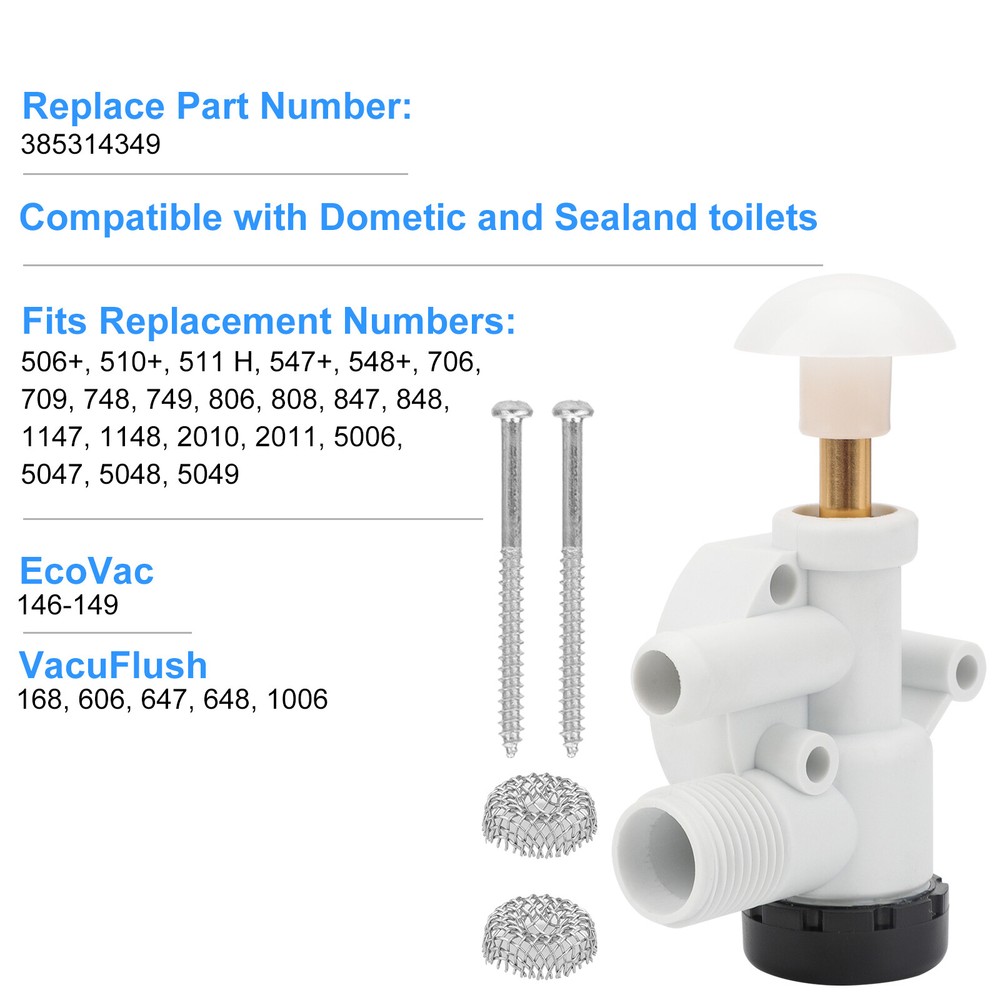 385314349 RV Pedal Flush Toilets Water Valve Replacement Kit For Dometic Sealand