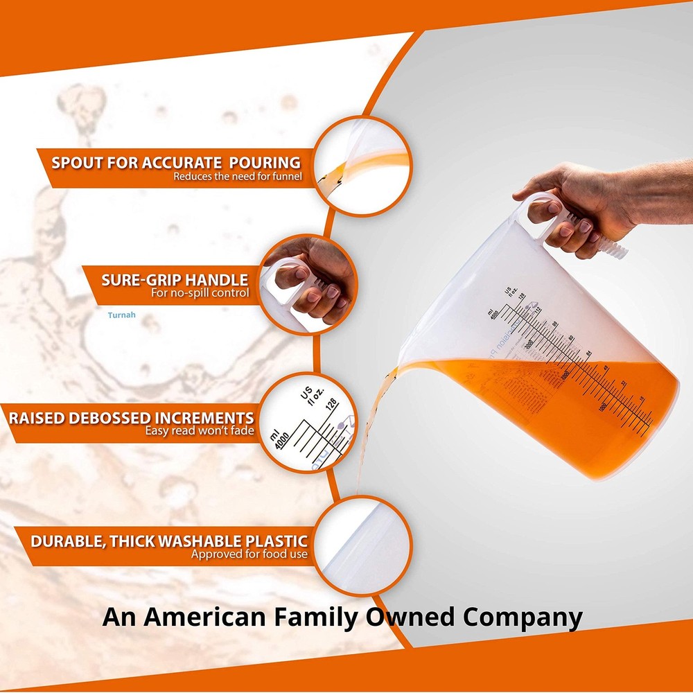 One Gallon 128oz Measure Pitcher - Convenient Conversion 128 oz, Translucent