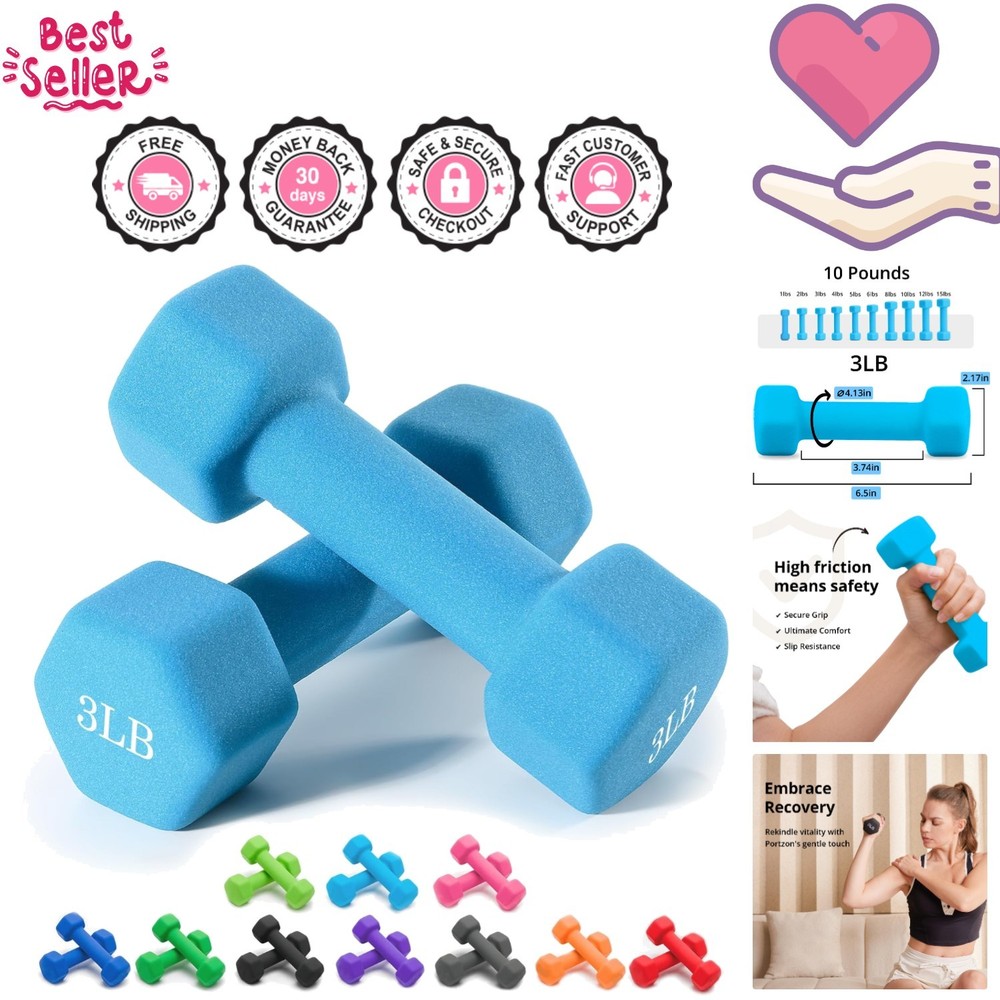 Personalized Neoprene Dumbbells Set, 1-15 LB – Stylish, Secure & Space-Saving