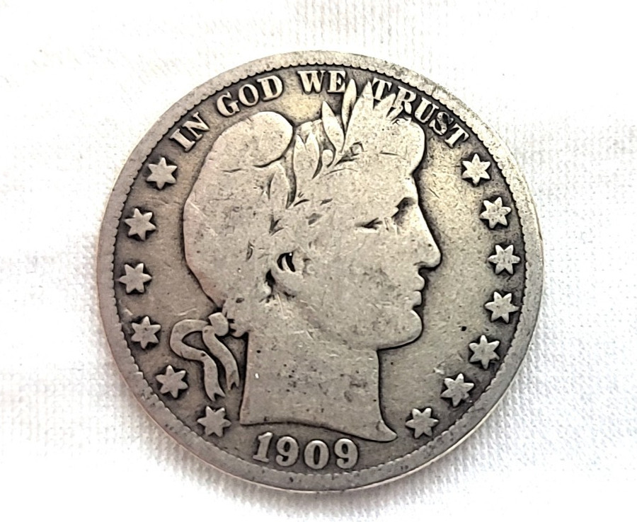 1909 Barber Half Dollar in Very Good Condition