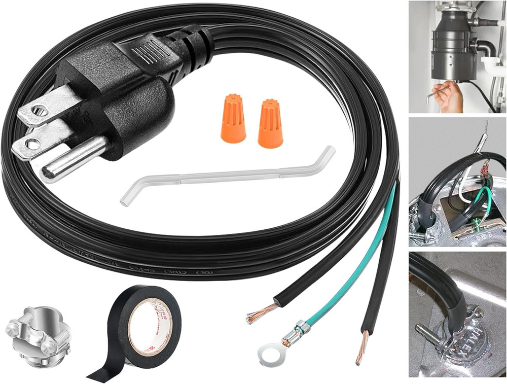 3 Ft Garbage Disposal Power Cord with Insinkerator, Badger, Covercontrolplus, Es