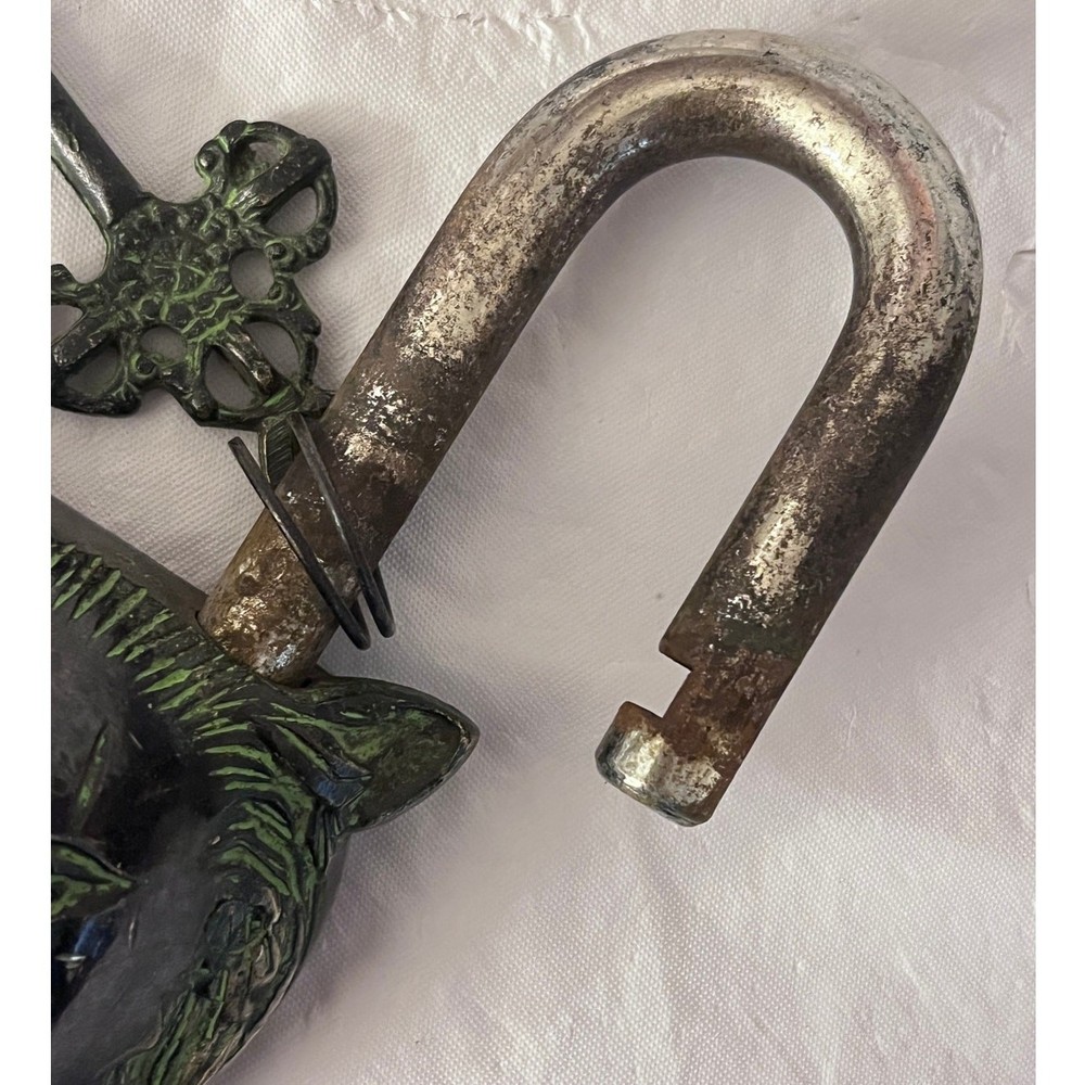 Lion Face Shape Door Lock Antique Solid Heavy Brass Safety Door Lock