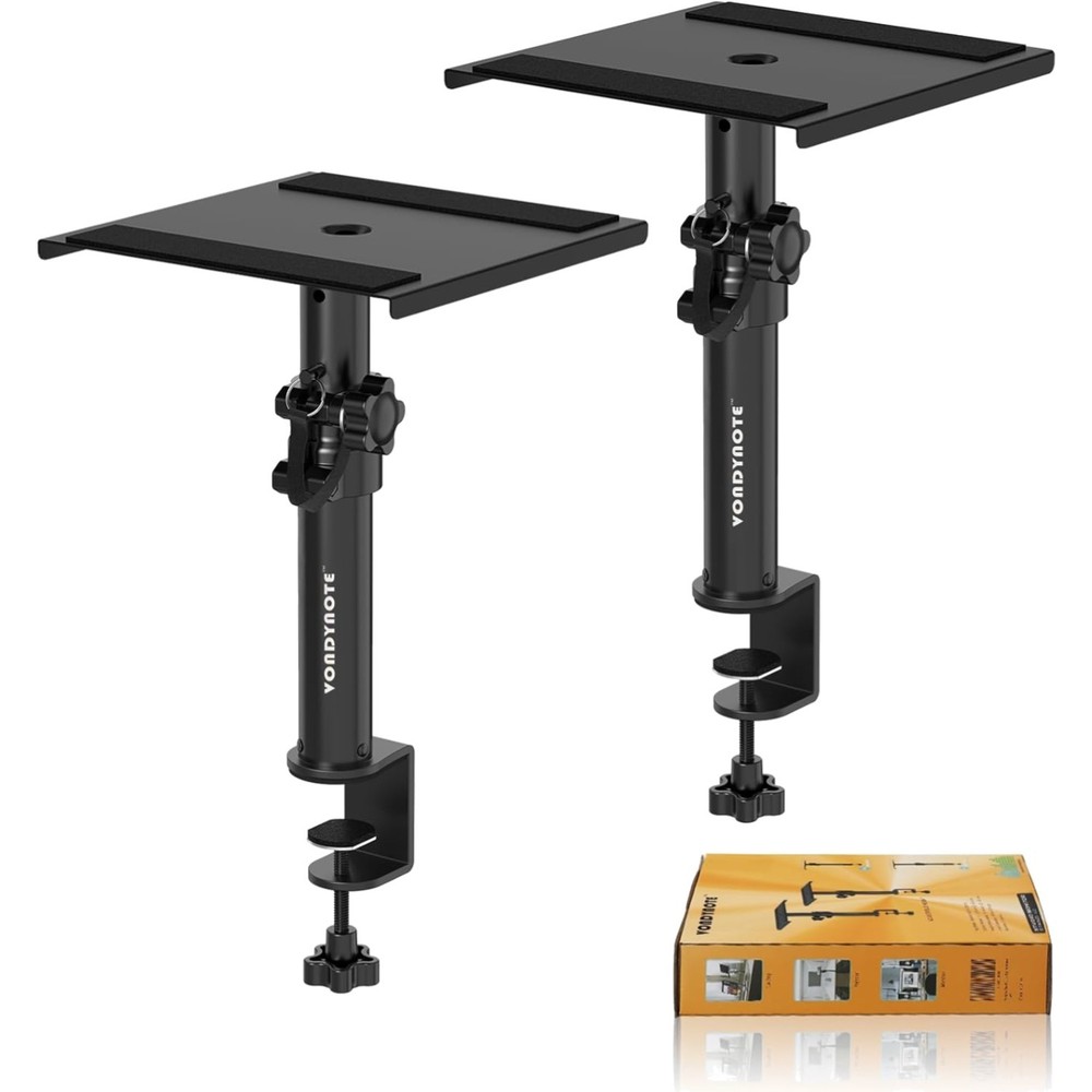 Compact 2-Piece Desktop Speakers Stands with Adjustable Height for Stability