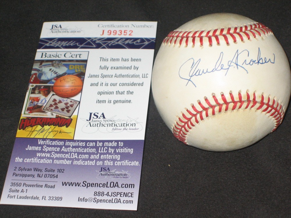 CLAUDE CROCKER DODGERS LEGEND SIGNED AUTOGRAPHED RAWLINGS ONL BASEBALL JSA COA