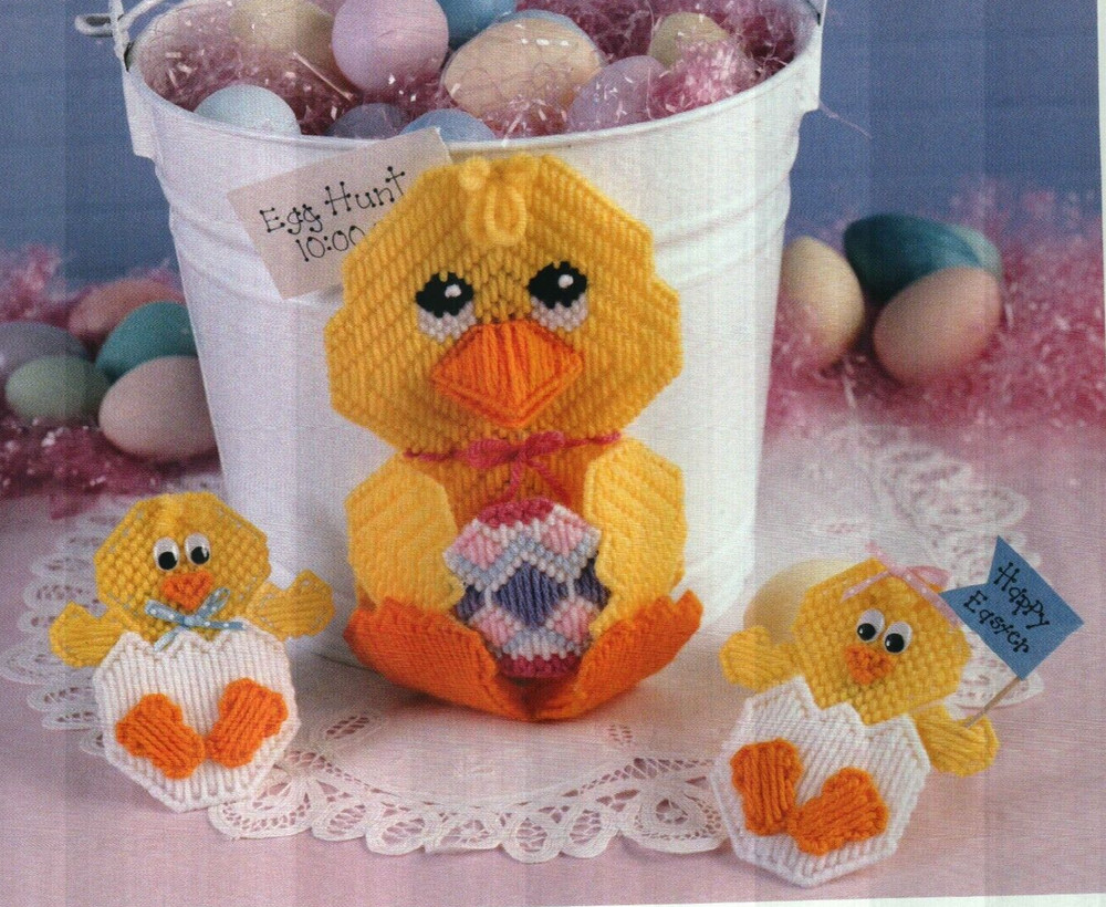 EASTER CHICKS 2 SIZES PLASTIC CANVAS PATTERN INSTRUCTIONS