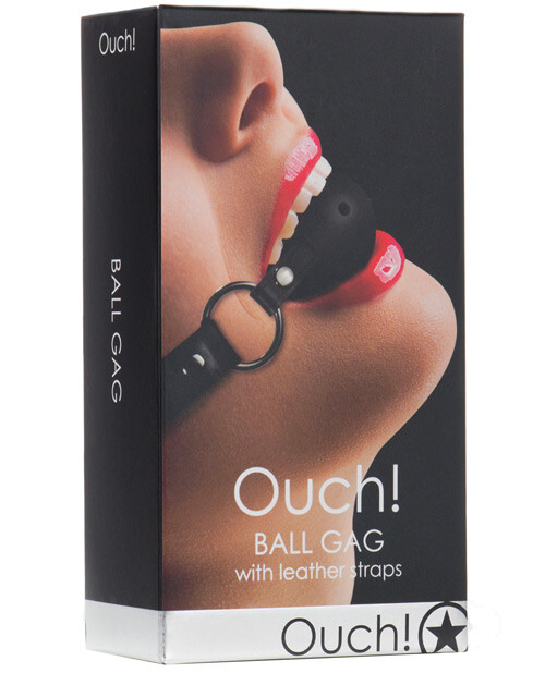 Shots Ouch Ball Gag W/leather Straps Black