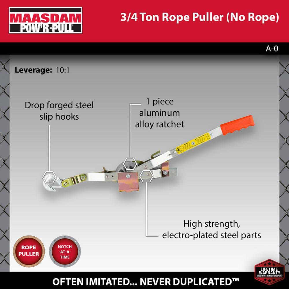 1,500 lb. 3/4-Ton Capacity 10:1 Leverage Rope Puller Come Along Tool Rope Not