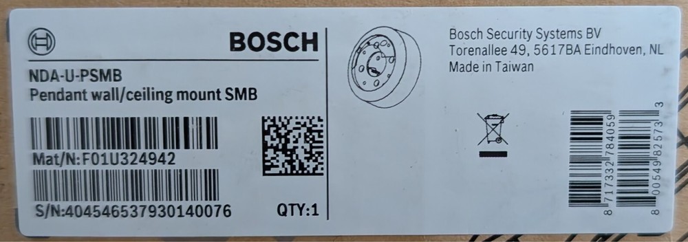 Bosch NDA-U-PSMB Pendant Wall/Ceiling Mount - MANY AVAILABLE - SAME DAY SHIPPING