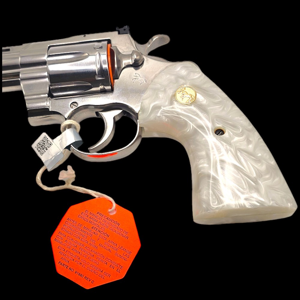 Luxury Colt Python / Anaconda White Pearl Grips – 24K Gold Emblem USA Ship