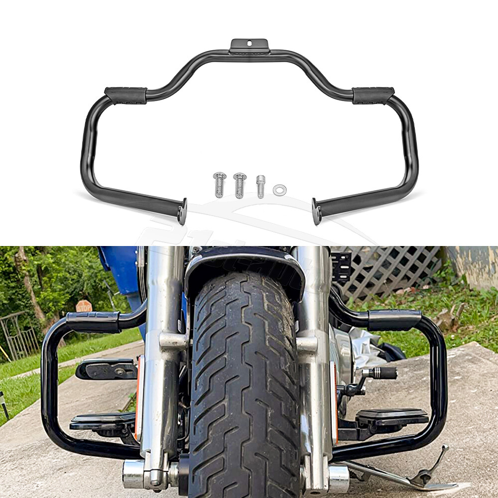 Black Engine Guard Crash Bar For 2000-2017 Harley Fat Boy FLSTF FLSTFB FLSTFBS