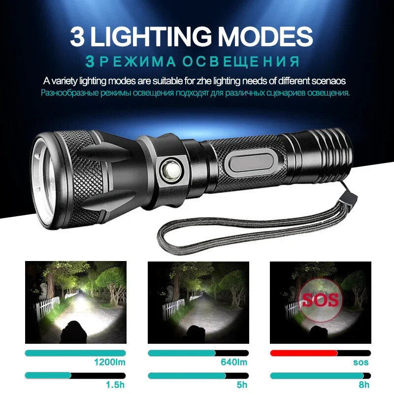 250000LM Scuba Diving Light Underwater LED Flashlight Dive Underwater Lighting