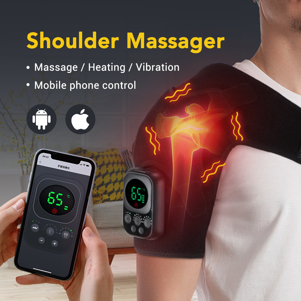 Electric Massager Heated Vibration Shoulder Joint Brace Support Wireless Control