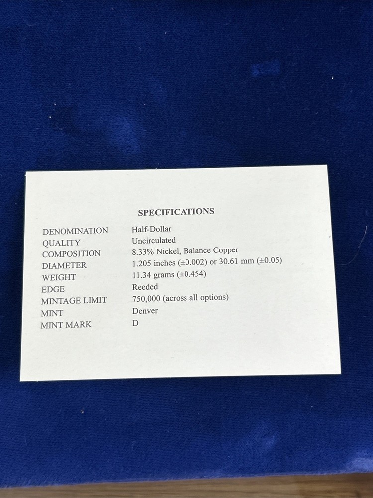 2013 D 5-Star Generals UNC Clad Half Dollar US Mint ~ w/Box & COA