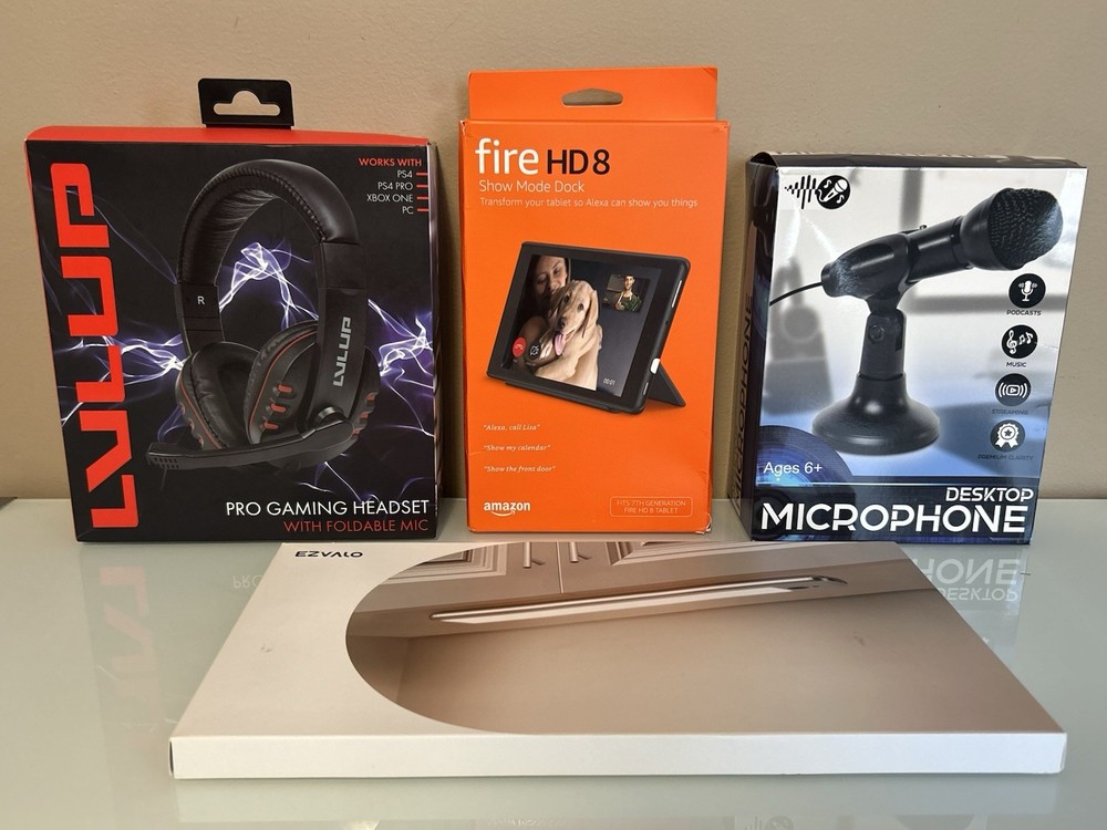 Electronics Lot⠀Bundle⠀Gaming Headset⠀Fire⠀HD8⠀Dock⠀Mic⠀LED Light⠀Brand New