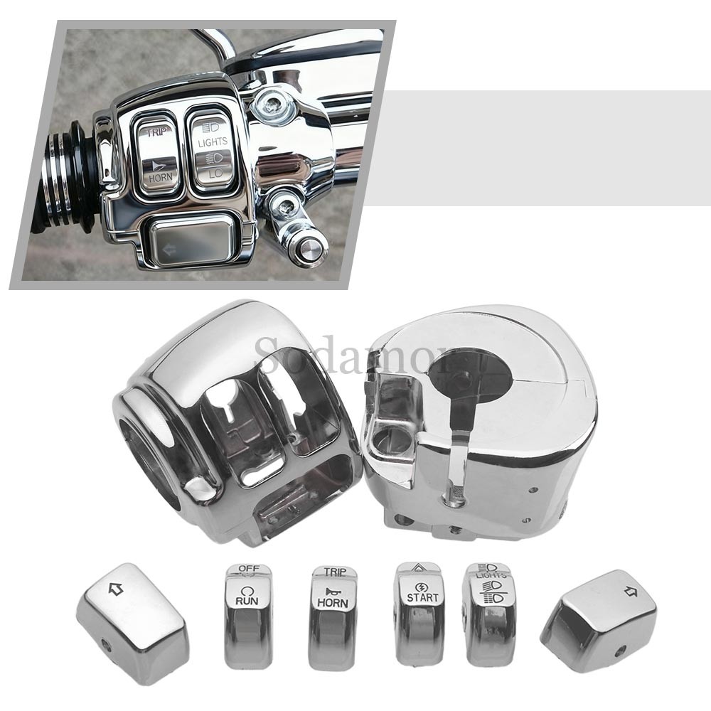 Handlebar Control Switch Housings Cover+Button Caps Fit For Harley Dyna Softail