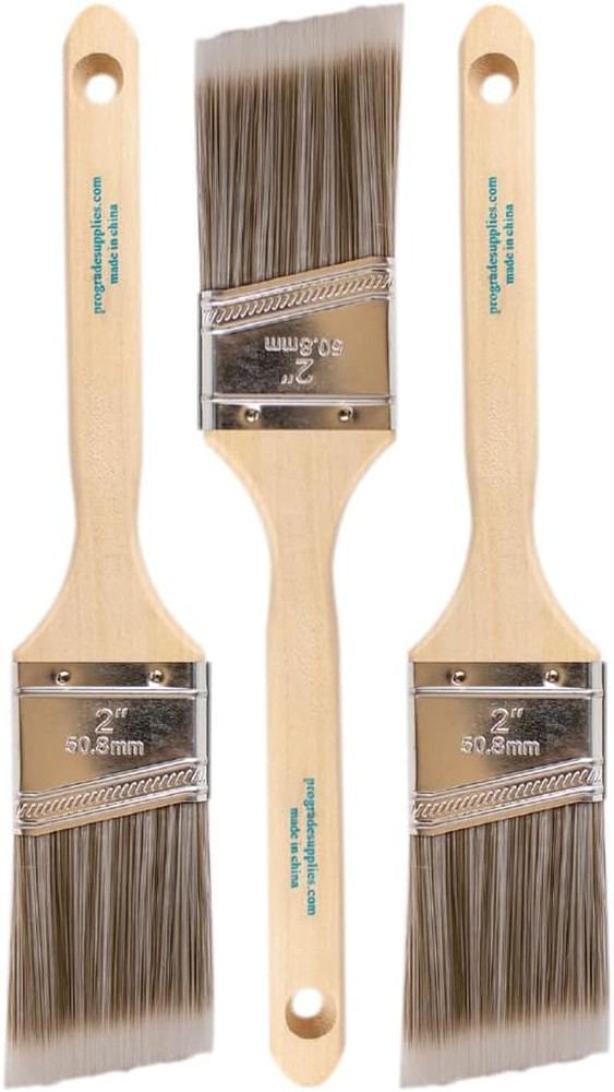 2 Inch Angled Paint Brush (3 Pack) – Professional Angle Sash Brushes for Cutting