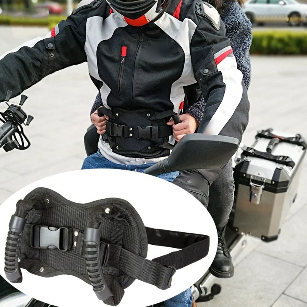 Motorcycle Passenger Hand Strap with Breathable Mesh and Adjustable Belt