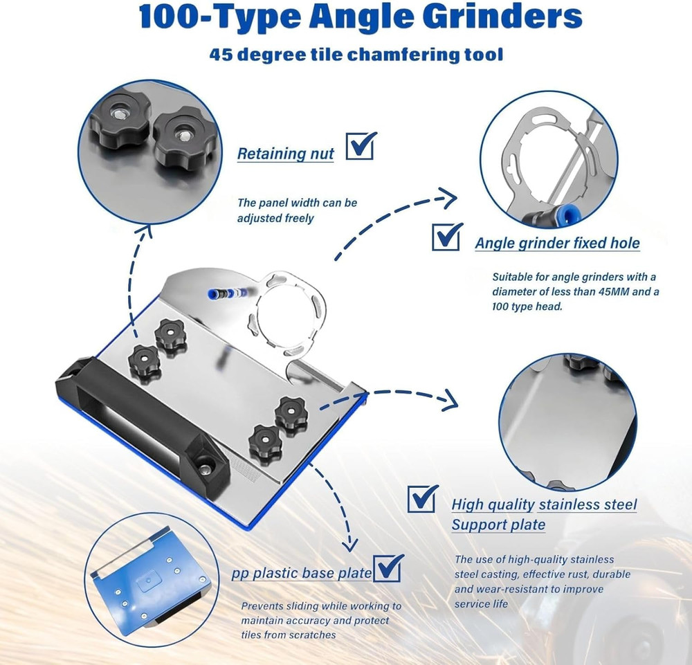 45 Degree Tile Chamfering Tool, Ceramic Tile Cutter Tool, Angle Grinder Attachme