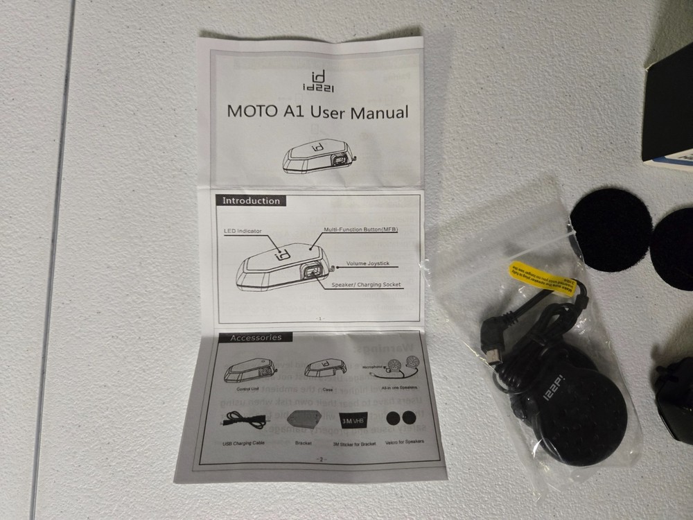 id Moto A1 Bluetooth Motorcycle Bike Helmet Intercom Headset Communicator Id221