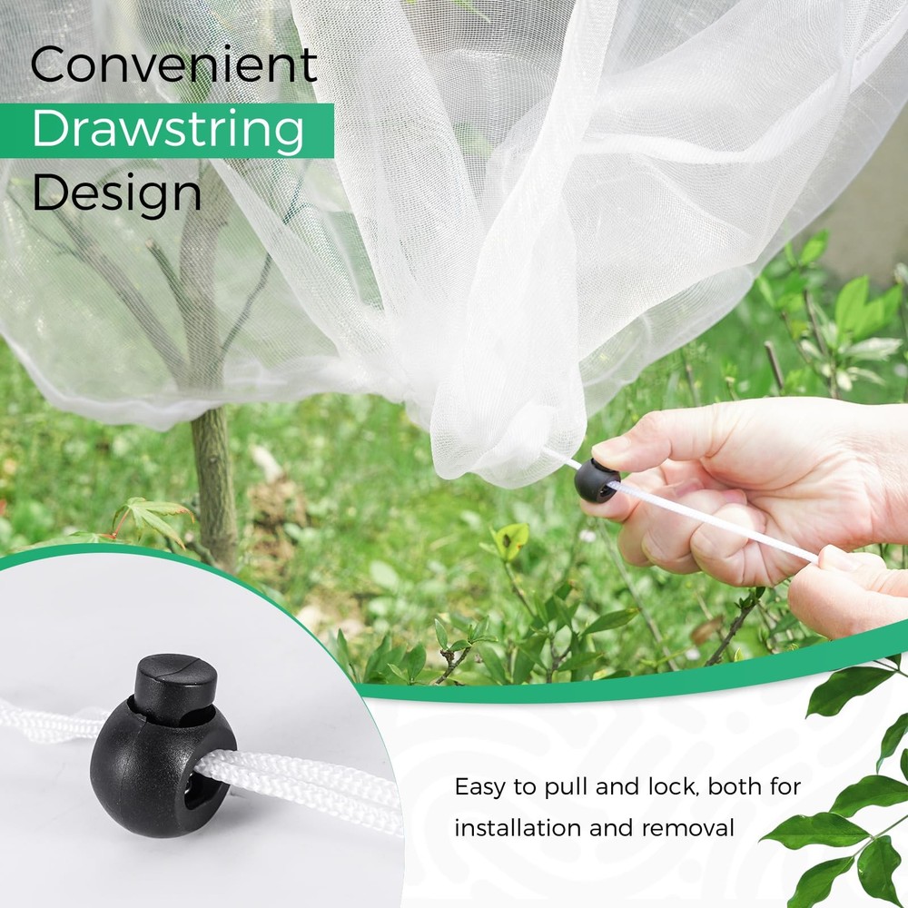 4 Pack Garden Netting Mesh with Drawstring – 3.5 x 2.3 FT Bird Netting for Bl...