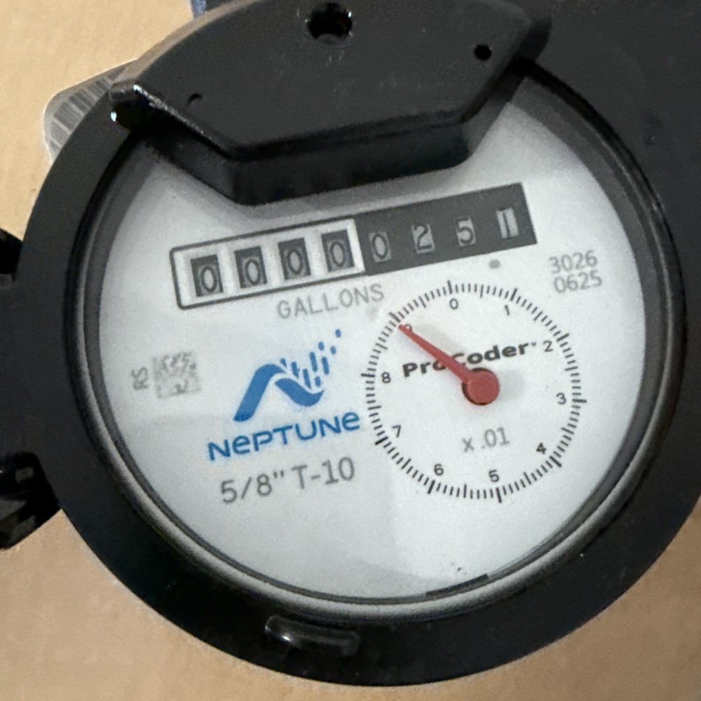 Neptune T-10 5/8” x 3/4” Water Meter Cubic Feet E-Coder W/ Antenna