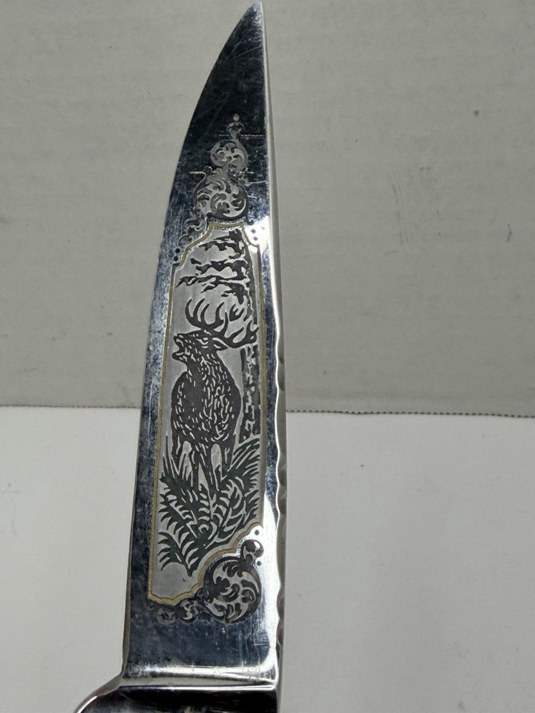 Fixed Blade Knife Solingen Germany Handmade Lion & Stag Design