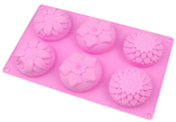 Set de 2 moldes de silicona para jabones tipo flor de 3 modelos