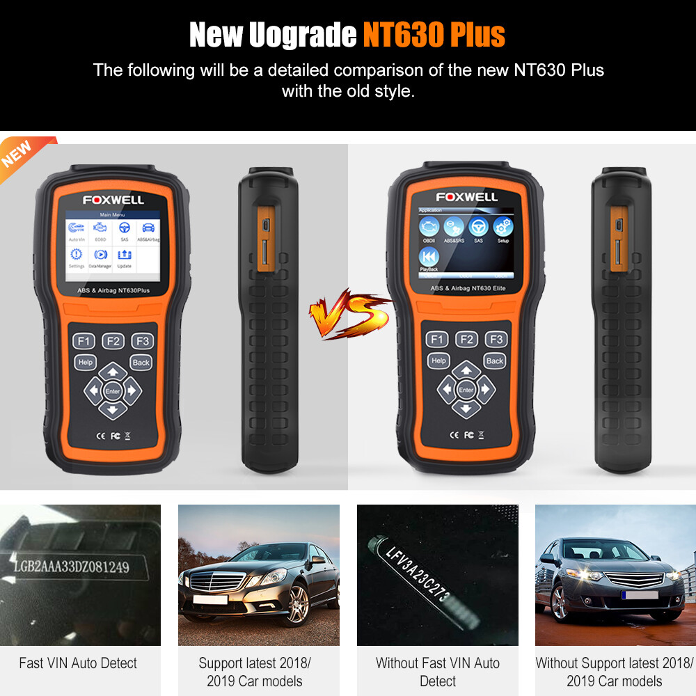 Foxwell NT630 PLUS OBD2 Scanner Code Reader Diagnostic Tool ABS Bleeding SAS SRS