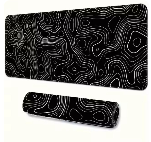 Large Mouse Pad, Black/White, Wavy Design, 4 different sizes
